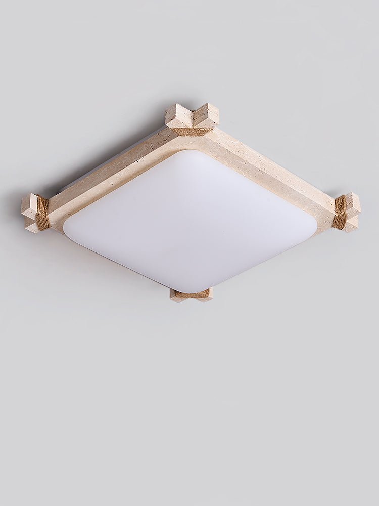 Plafonnier moderne Pippin en Travertin jaune et blanc