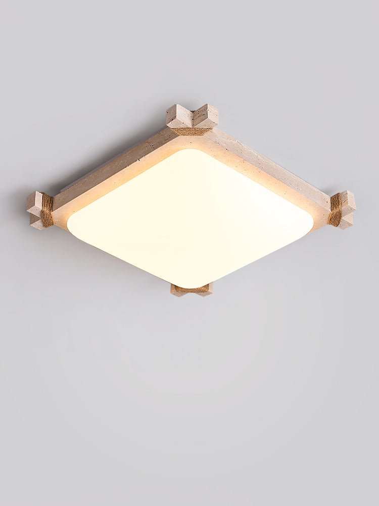 Plafonnier moderne Pippin en Travertin jaune et blanc