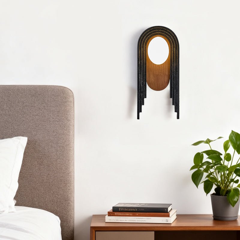 Applique murale moderne Hemmi en Noir travertin et foncé noyer