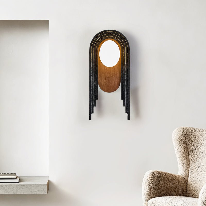 Applique murale moderne Hemmi en Noir travertin et foncé noyer