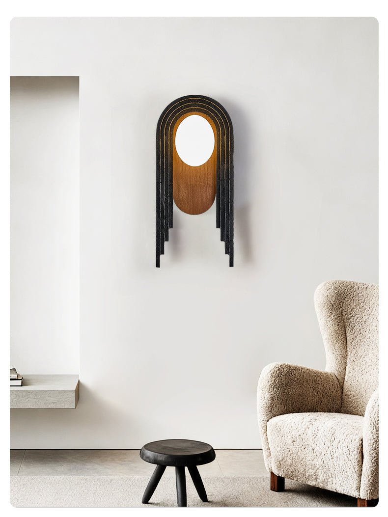 Applique murale moderne Hemmi en Noir travertin et foncé noyer