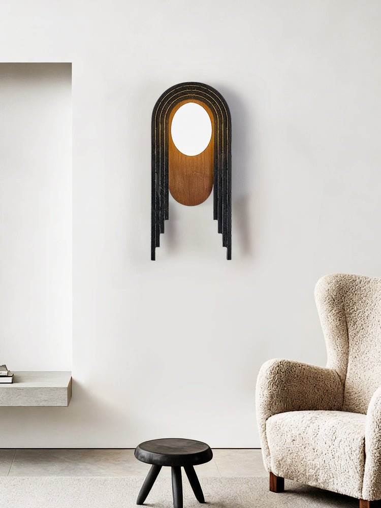 Applique murale moderne Hemmi en Noir travertin et foncé noyer