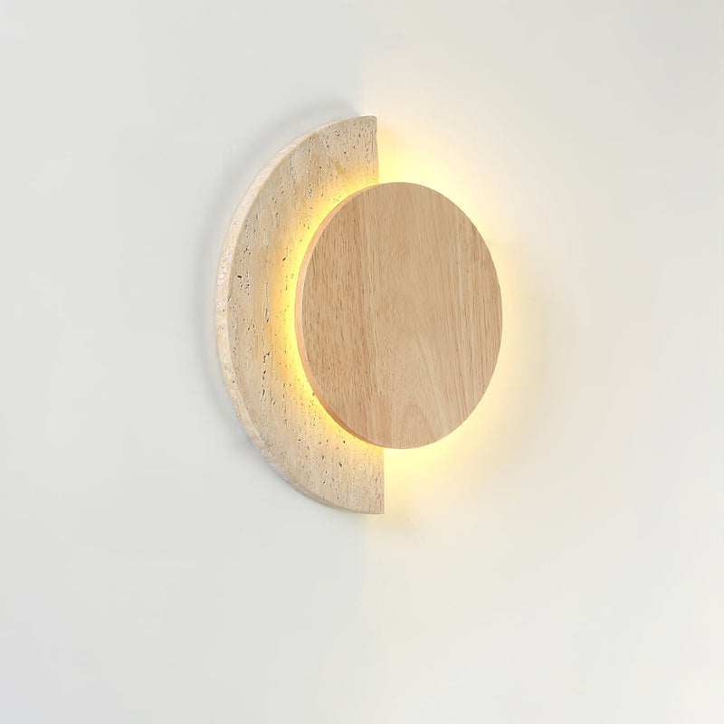 Applique murale moderne Cooper en Travertin jaune et bois