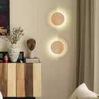 Applique murale moderne Cooper en Travertin jaune et noyer
