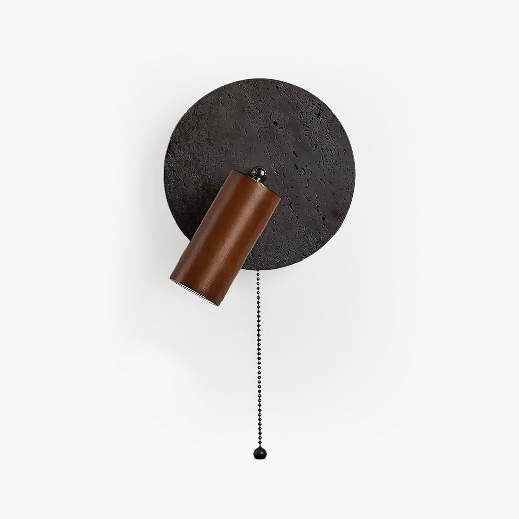 Applique murale moderne Stafford en Noyer bois et noir travertin