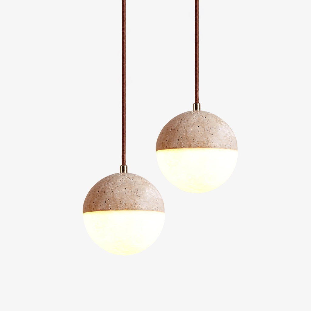 Suspension moderne Hero en Travertin jaune et blanc