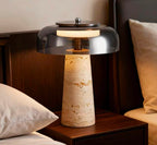 Lampe à poser moderne Kaino en Smoky gris et travertin jaune