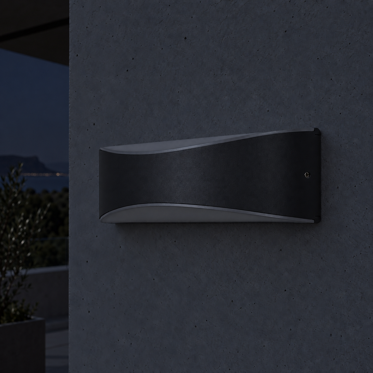 Applique extérieure Axe, de nuit et éteinte