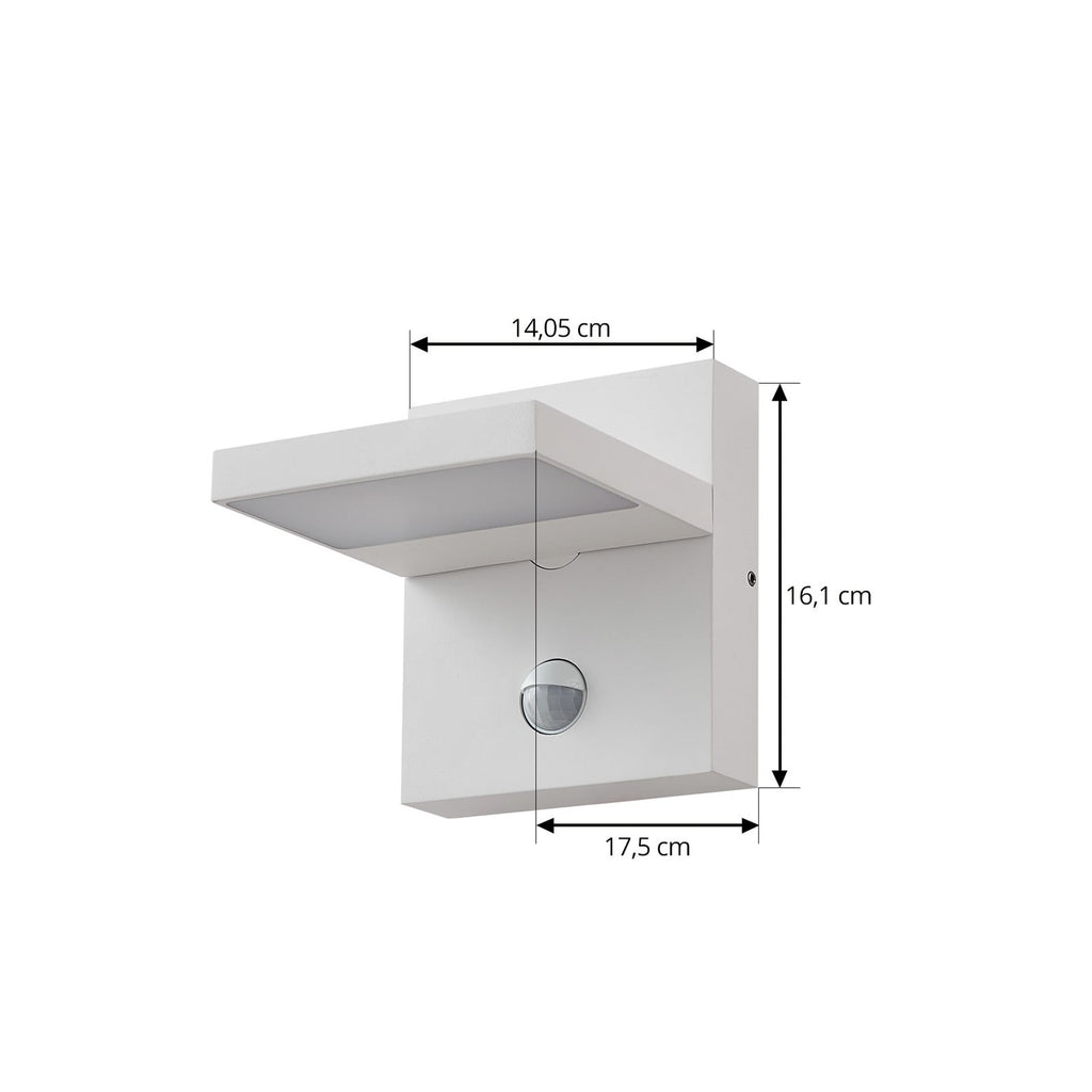 Applique d'extérieur LED, blanche, avec capteur, IP54, 16 cm — schéma des cotes