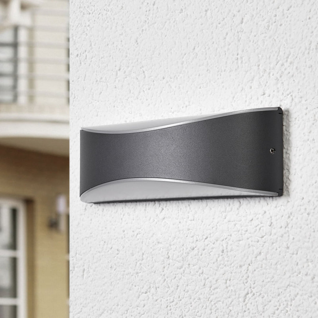 Vue 2 de l’applique extérieure LED anthracite / blanc satiné