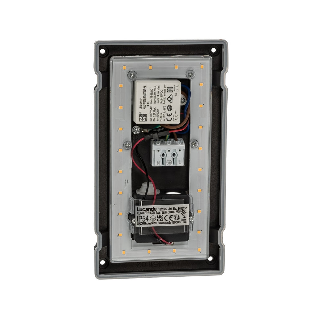 Applique extérieure LED cadre graphite 15 cm, platine et driver au dos