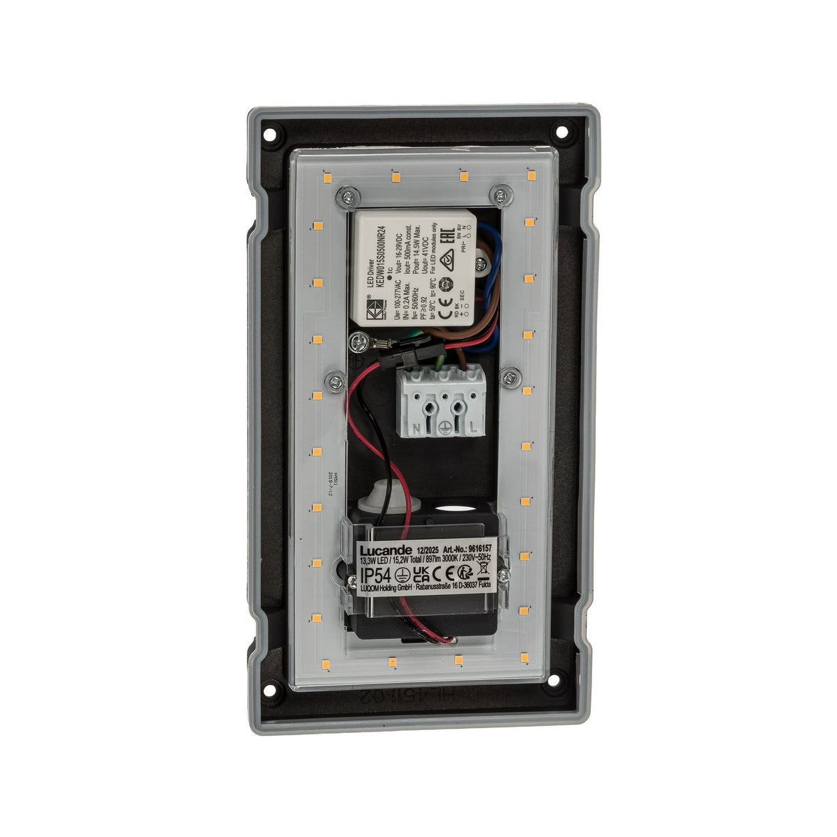 Applique extérieure LED cadre graphite 15 cm, platine et driver au dos