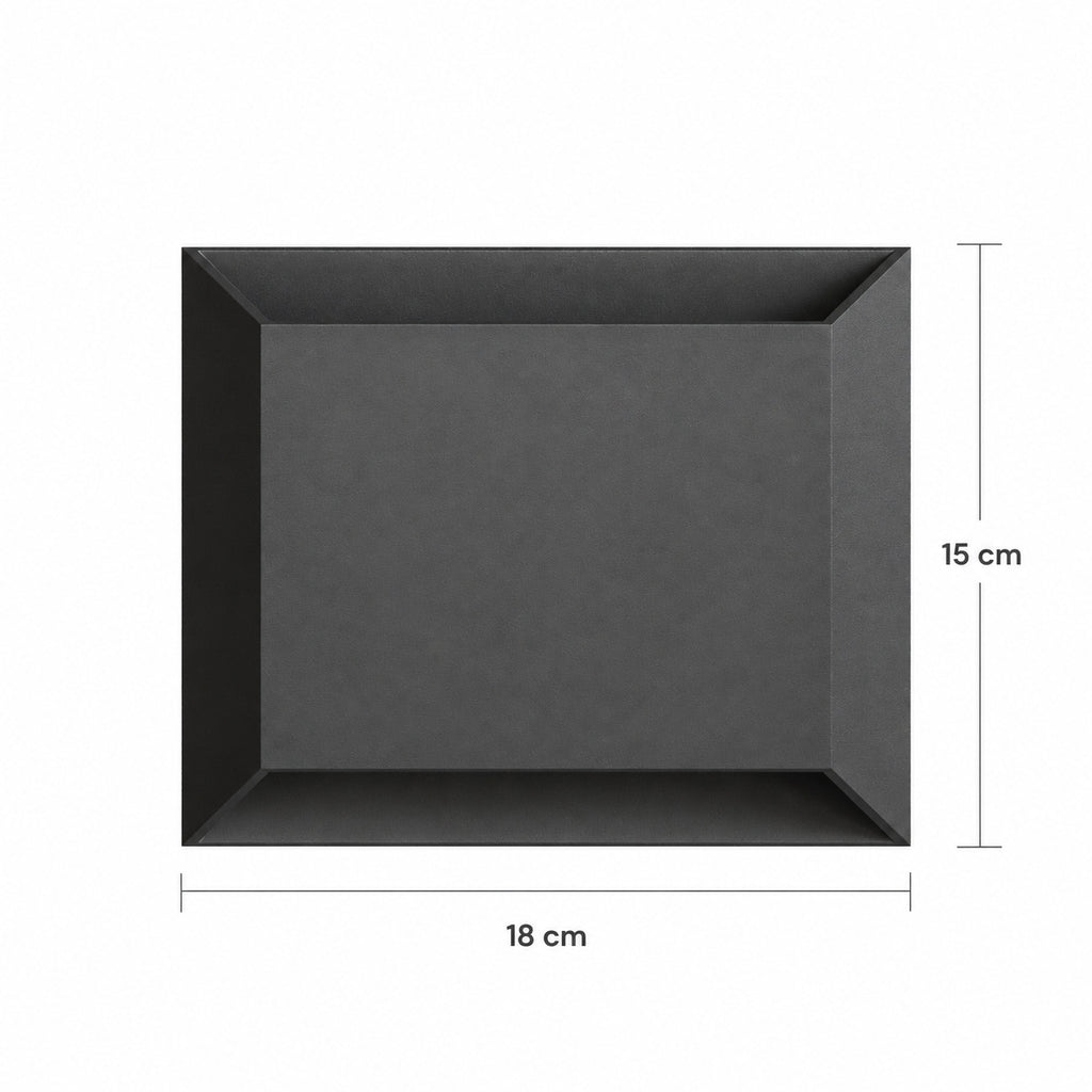 Schéma des dimensions de la version filaire : largeur 18 cm, hauteur 15 cm