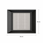 Schéma des dimensions de la version solaire, panneau solaire en façade : largeur 18 cm, hauteur 15 cm