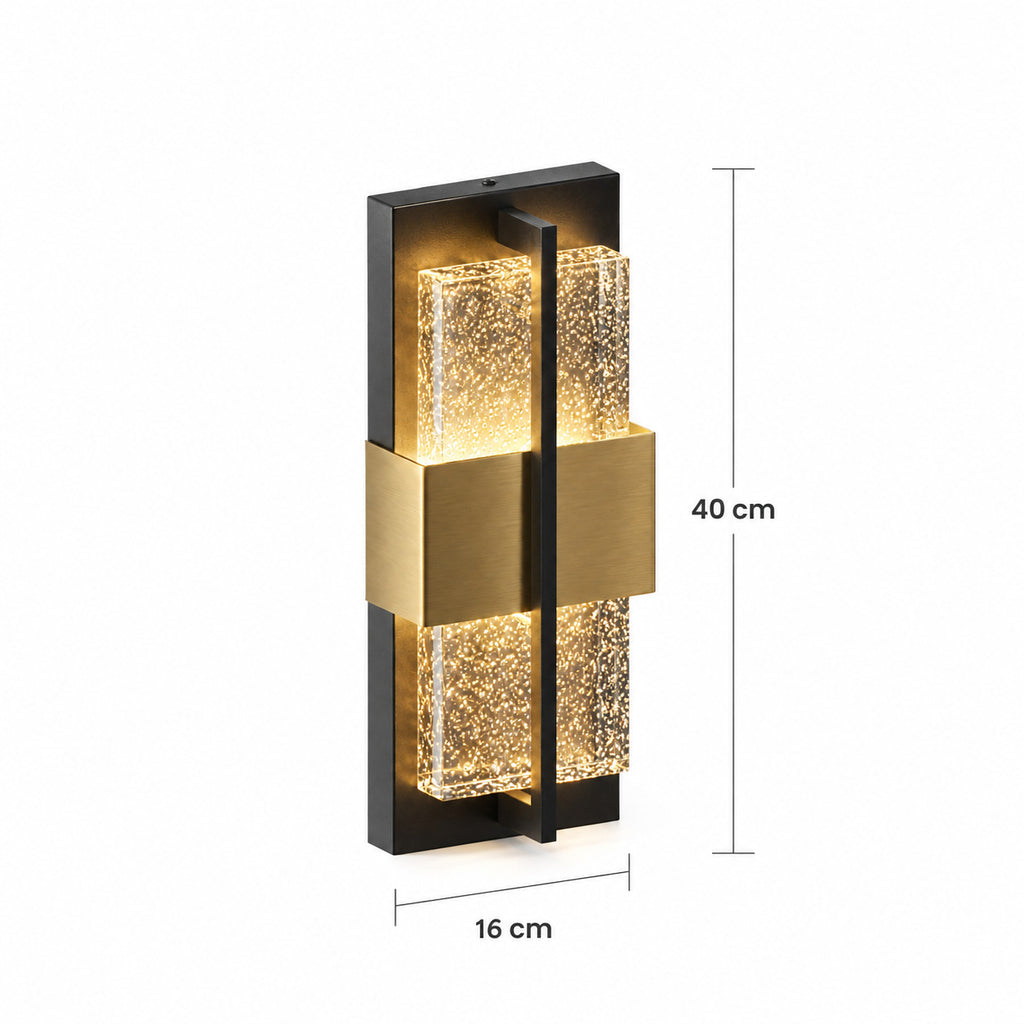 Schéma des dimensions de l’applique taille Petit : hauteur 40 cm, largeur 16 cm