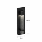 Schéma des dimensions de l’applique taille Moyen : hauteur 40 cm, largeur 12 cm