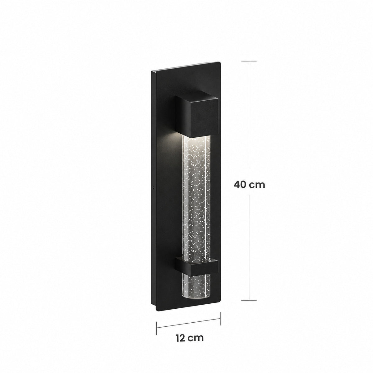 Schéma des dimensions de l’applique taille Moyen : hauteur 40 cm, largeur 12 cm