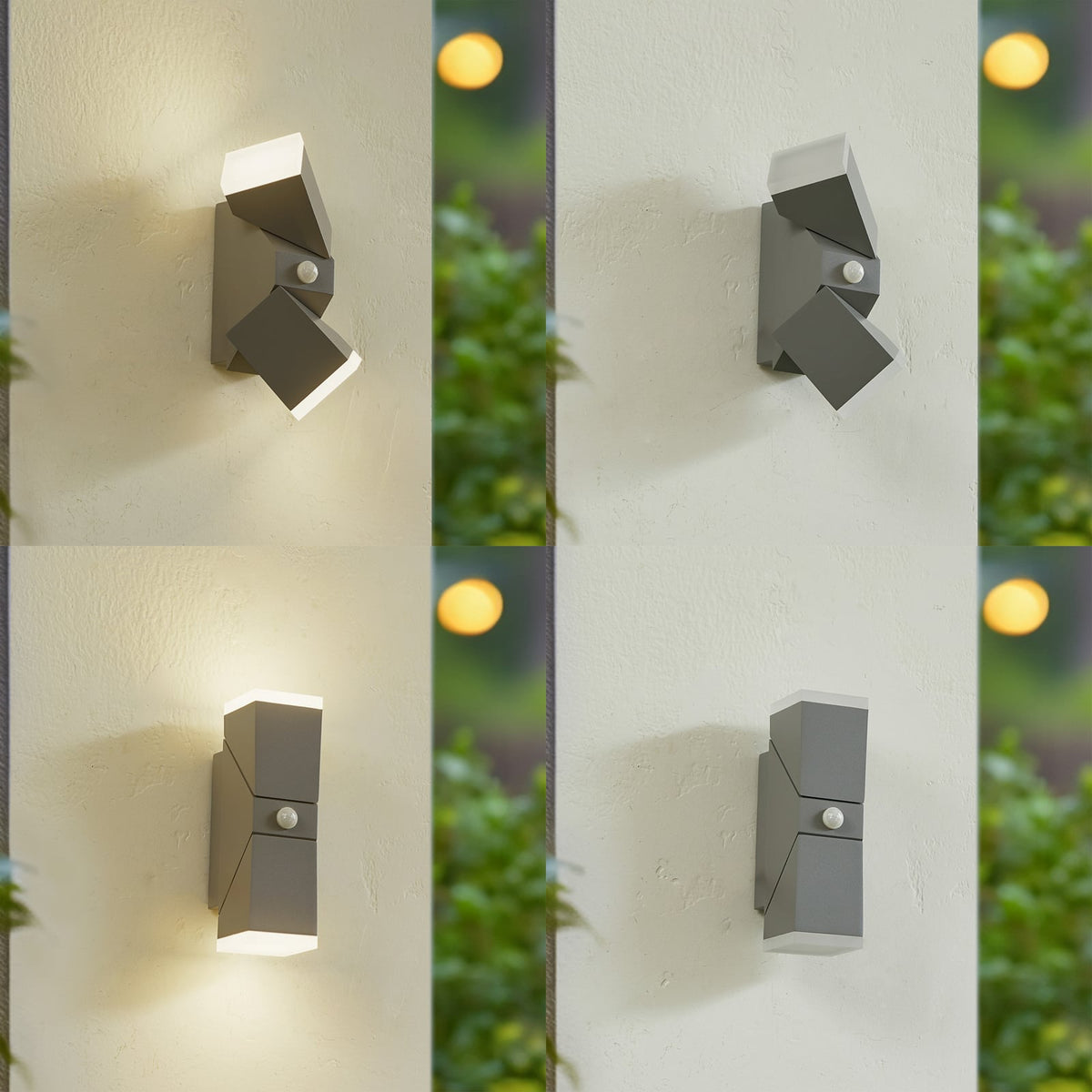 Applique murale LED, 22 cm, grise, IP54, avec capteur — photo