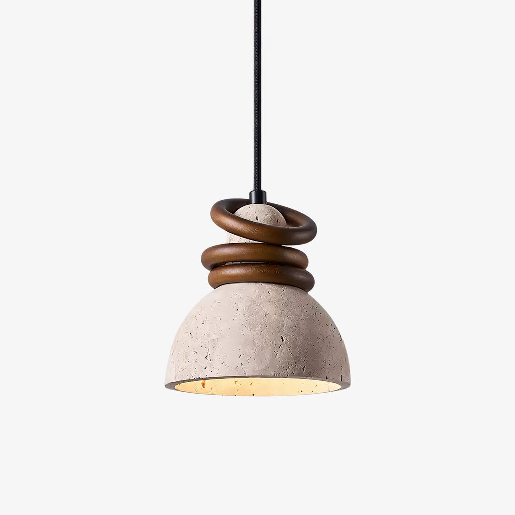Suspension moderne Rock en Travertin jaune et noyer bois