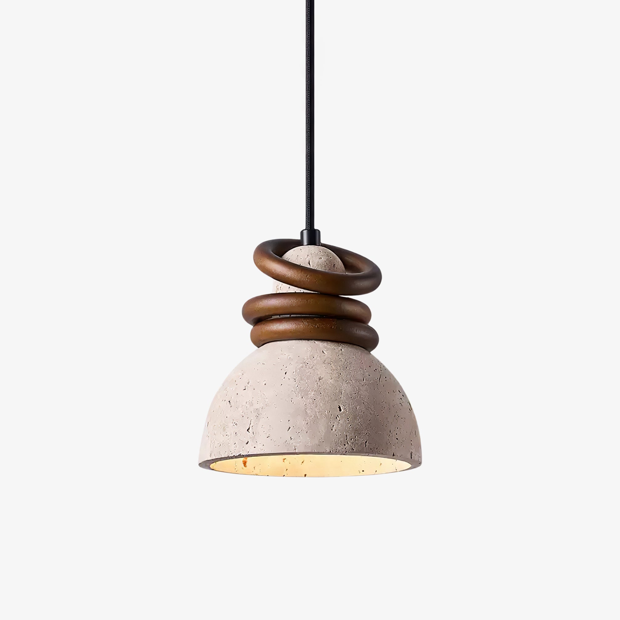 Suspension moderne Rock en Travertin jaune et noyer bois