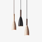 Suspension moderne Balder en Noir travertin et noyer