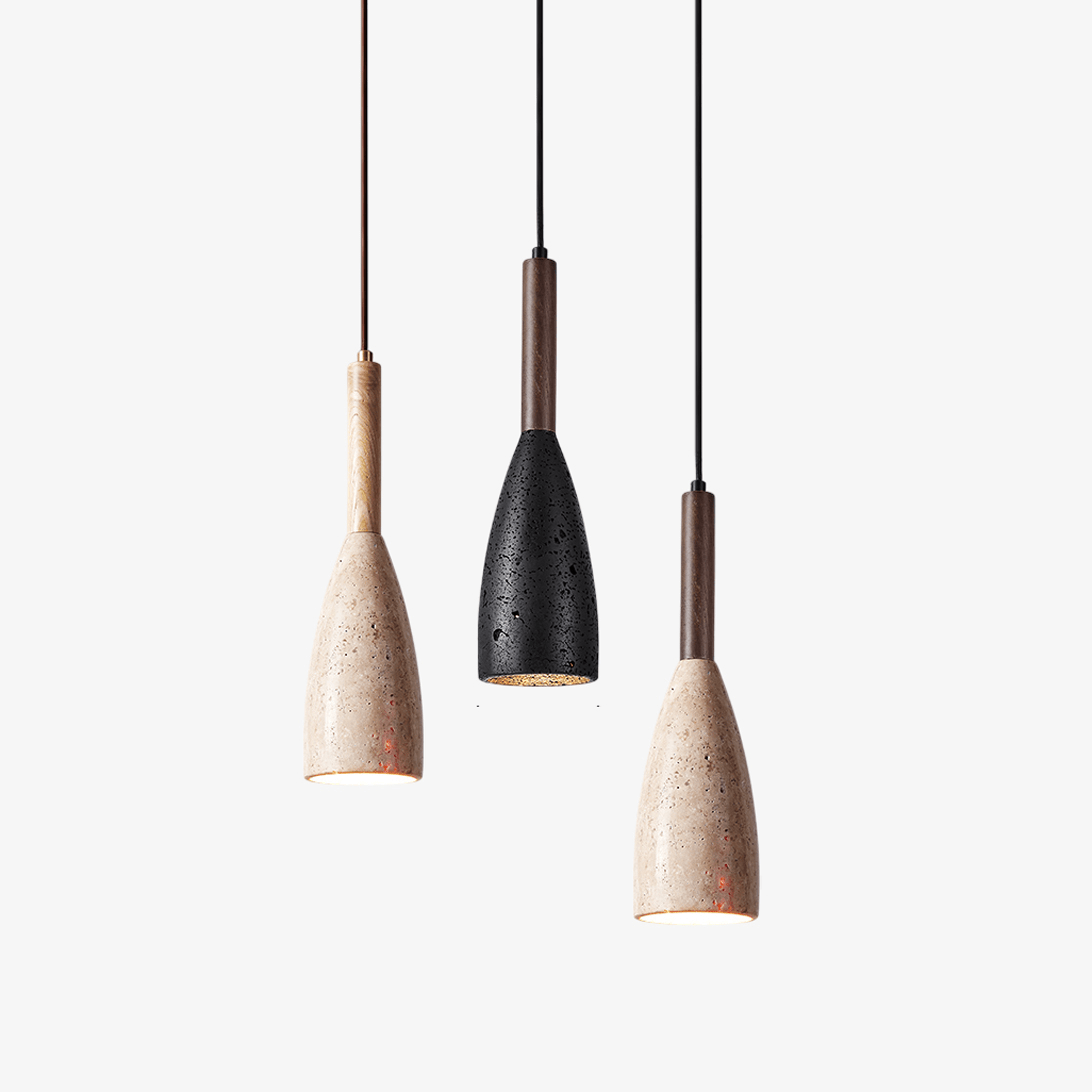 Suspension moderne Balder en Travertin jaune et bois