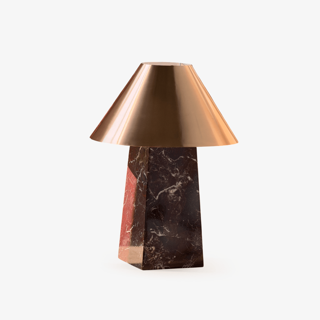 Lampe à poser moderne Baldvin en Rouge marbre et doré