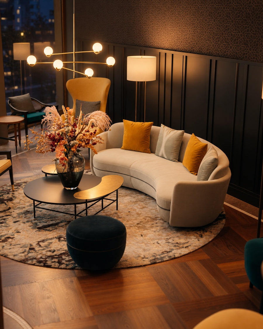 The Baer in a hotel lounge