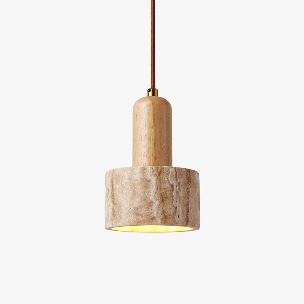 Suspension moderne Ola en Bois et travertin jaune