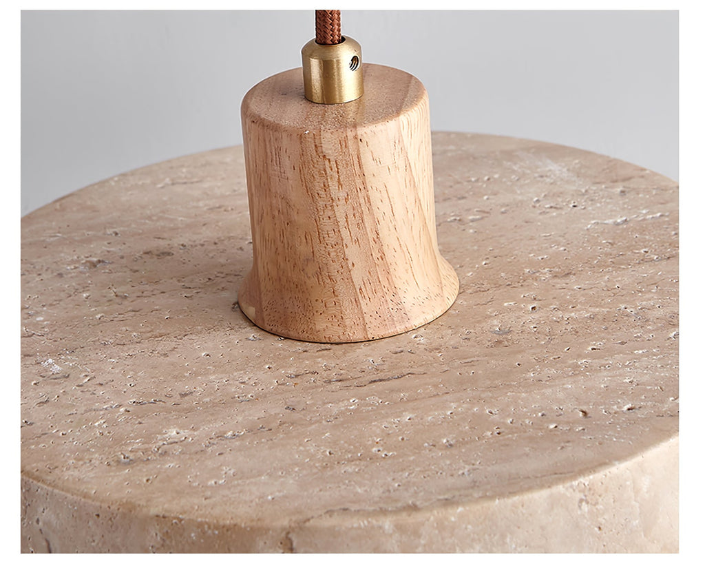 Suspension moderne Lenni en Bois et travertin jaune