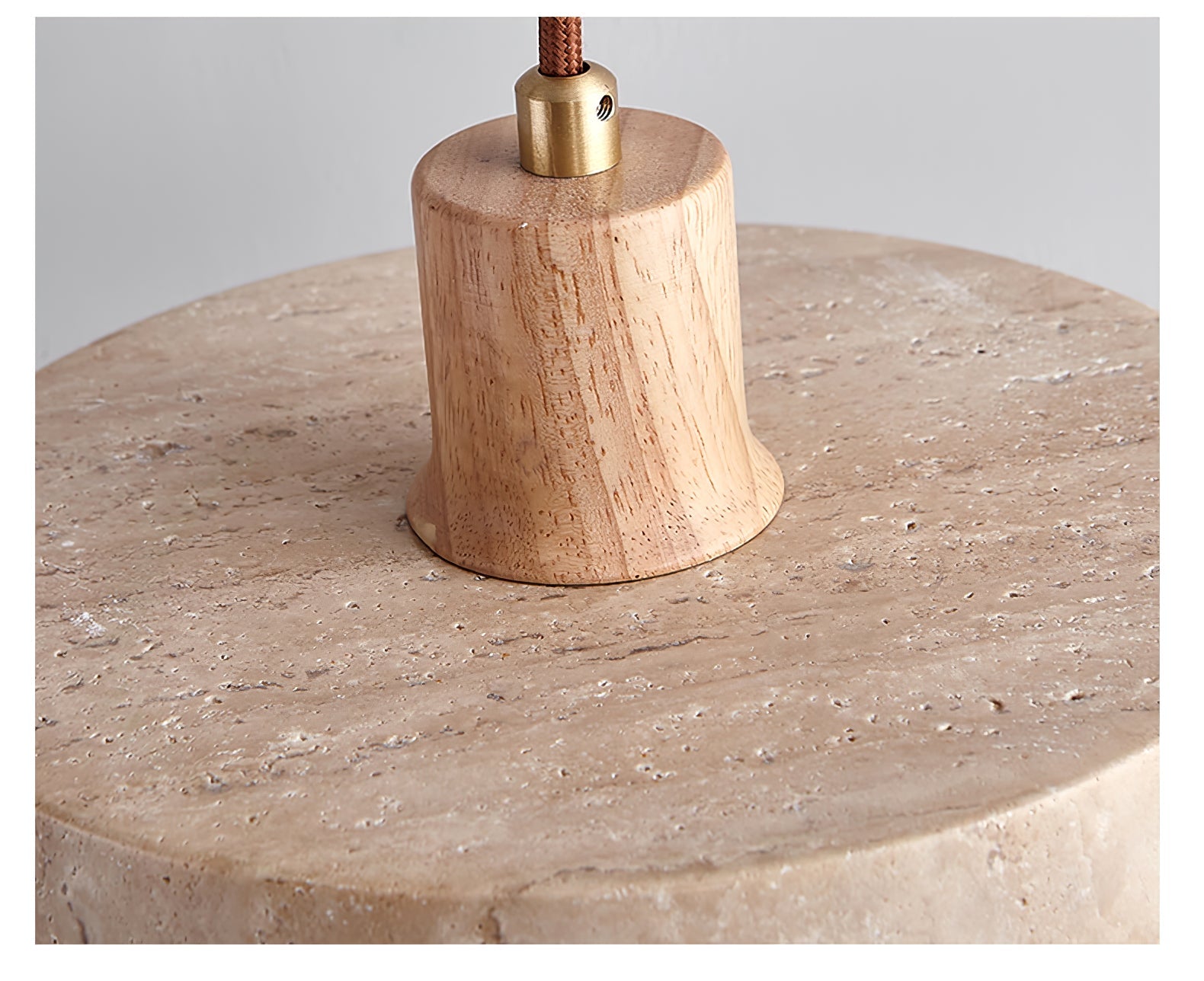 Suspension moderne Lenni en Bois et travertin jaune