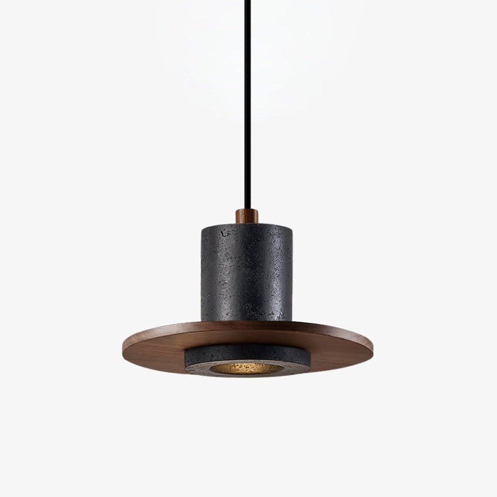 Suspension moderne Caden en Noir travertin et foncé noyer