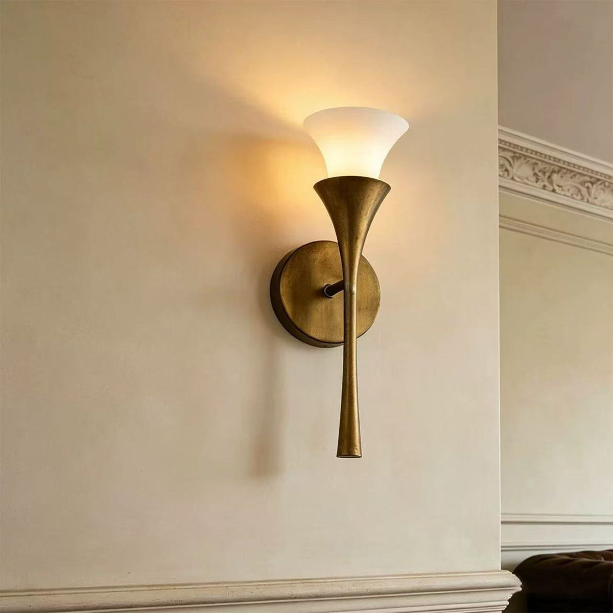 Antique Brass Cone Wall Sconce