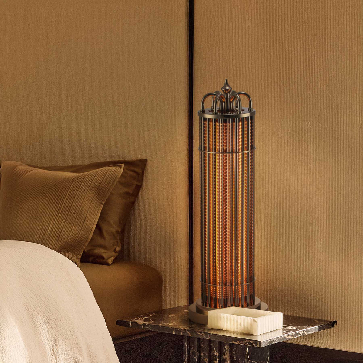 Eldaia Column Smoked Table Lamp