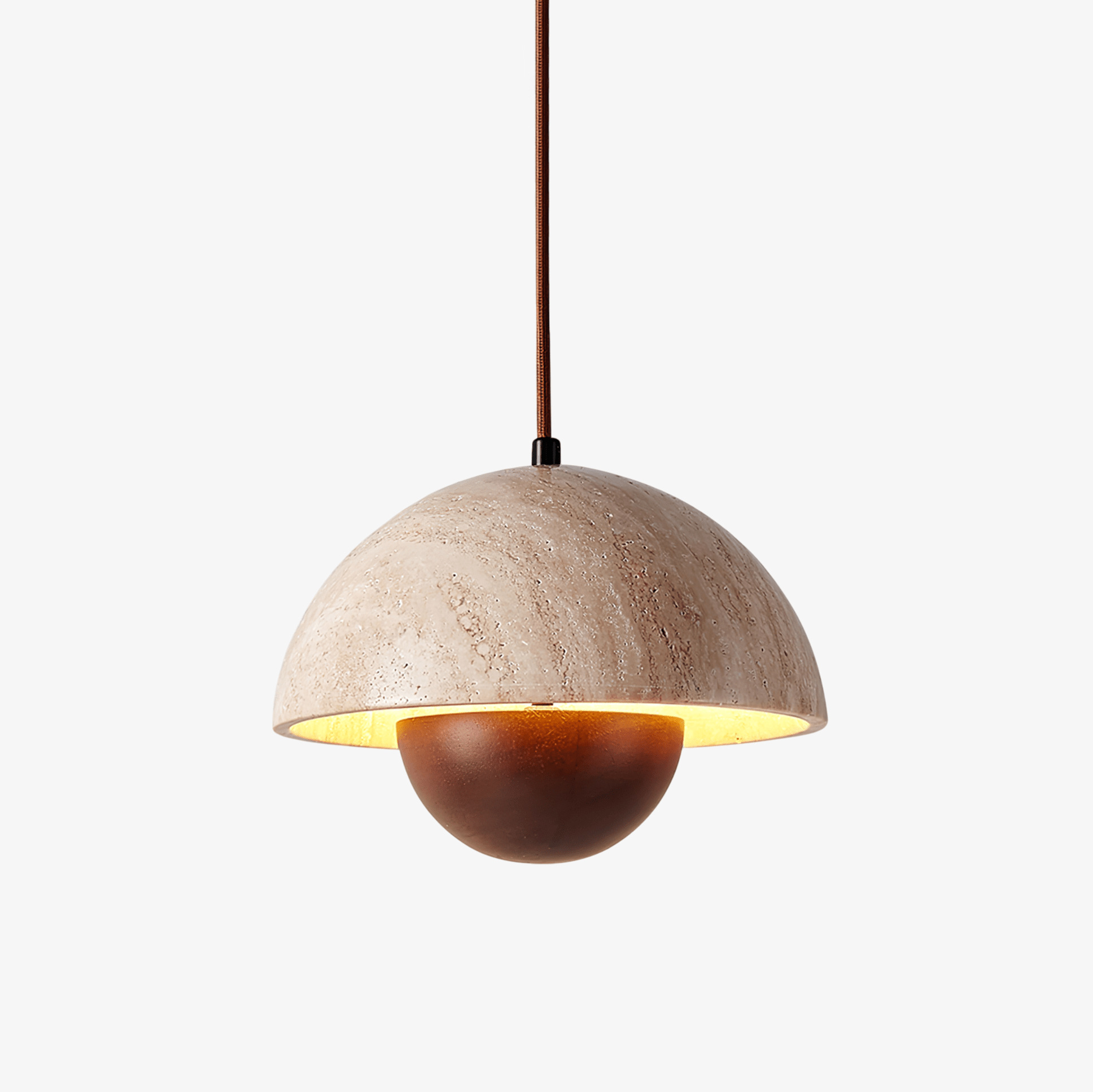 Suspension moderne Cob en Bois et travertin jaune