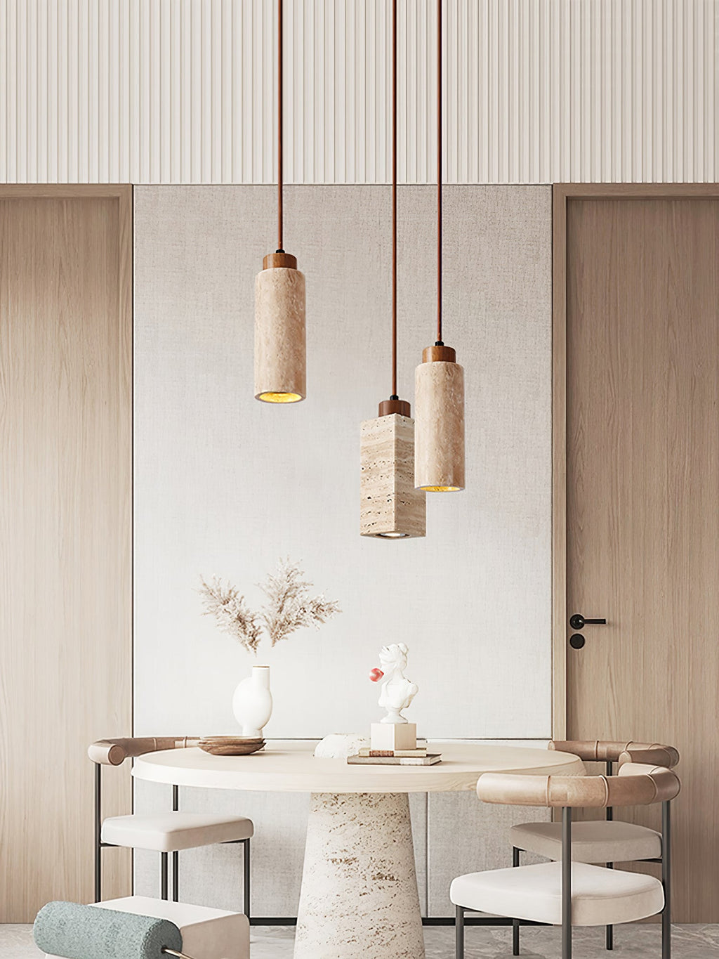 Suspension moderne Gudolf en Travertin jaune