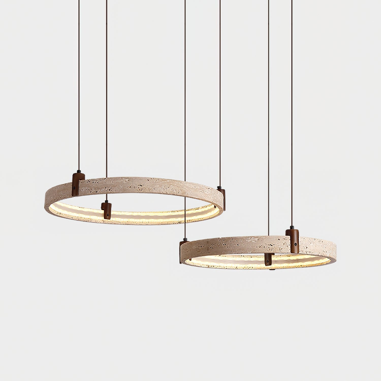 Lustre moderne Wright en Travertin jaune et noyer bois