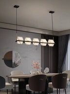 Lustre moderne Dion en Albâtre Laiton et noir et blanc