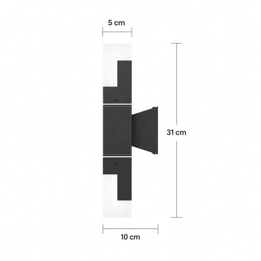 Schéma des dimensions du modèle double : hauteur 31 cm, largeur 5 cm, profondeur 10 cm