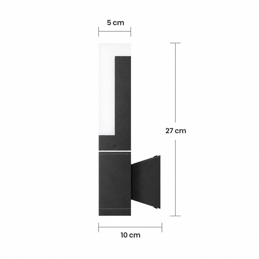 Schéma des dimensions du modèle simple : hauteur 27 cm, largeur 5 cm, profondeur 10 cm