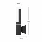 Schéma des dimensions du modèle simple : hauteur 27 cm, largeur 5 cm, profondeur 10 cm