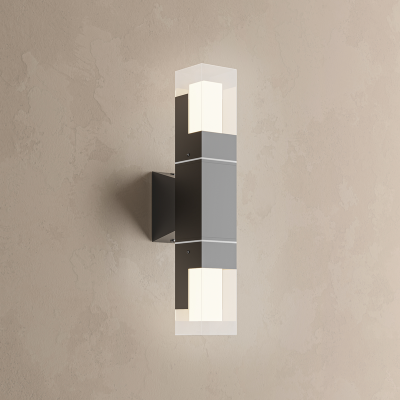 Black LED Outdoor Wall Light, IP65, Dimmable, Uplight or Up/Down Light