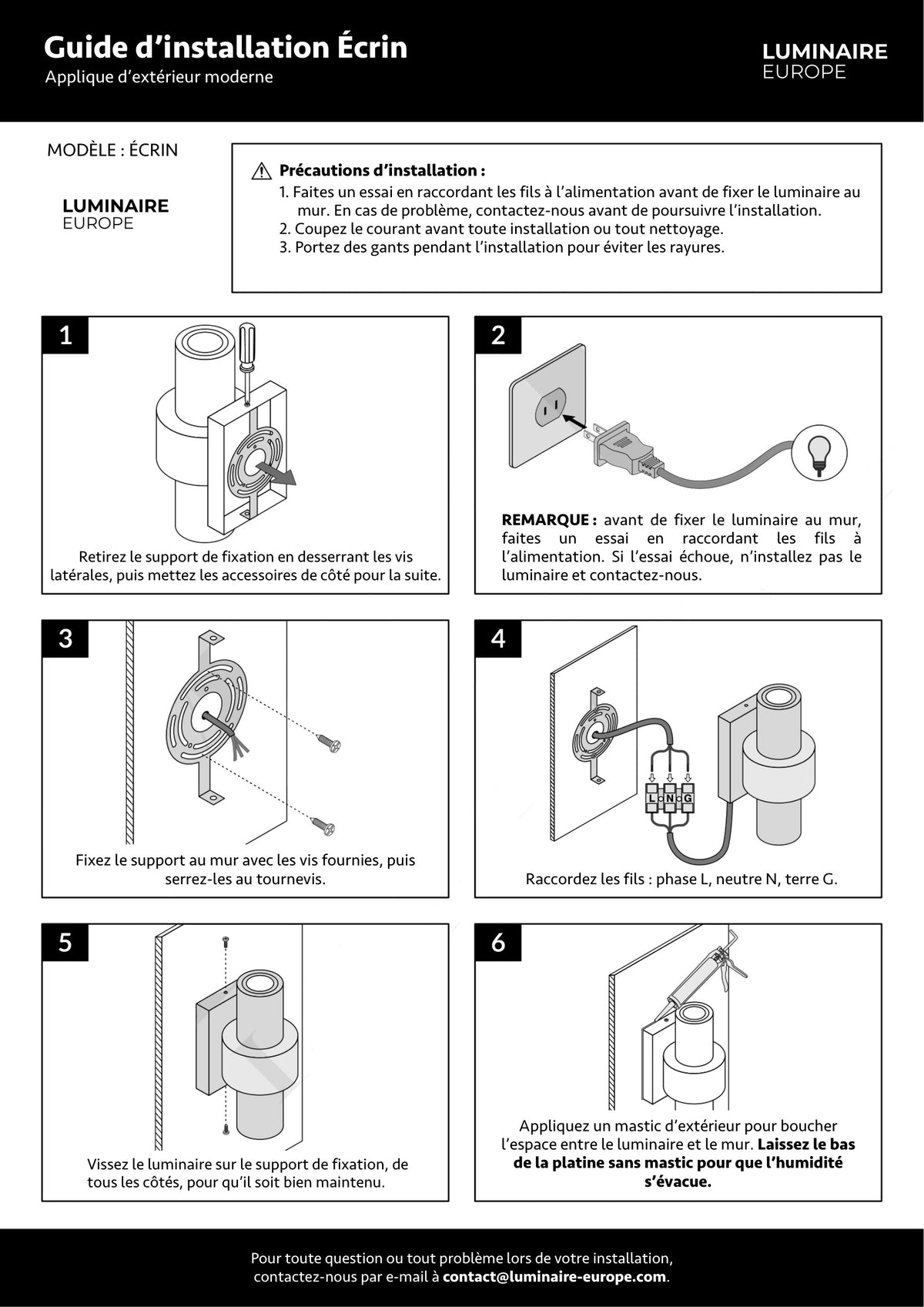 Page 1 du guide d’installation
