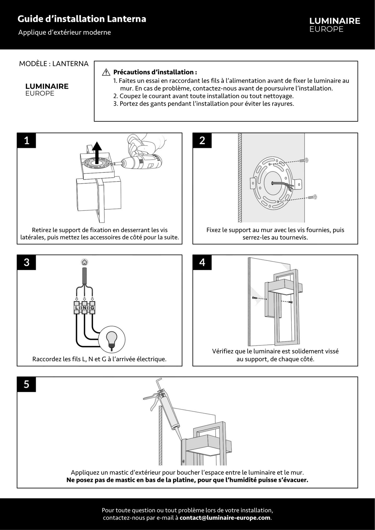 Page 1 du guide d’installation