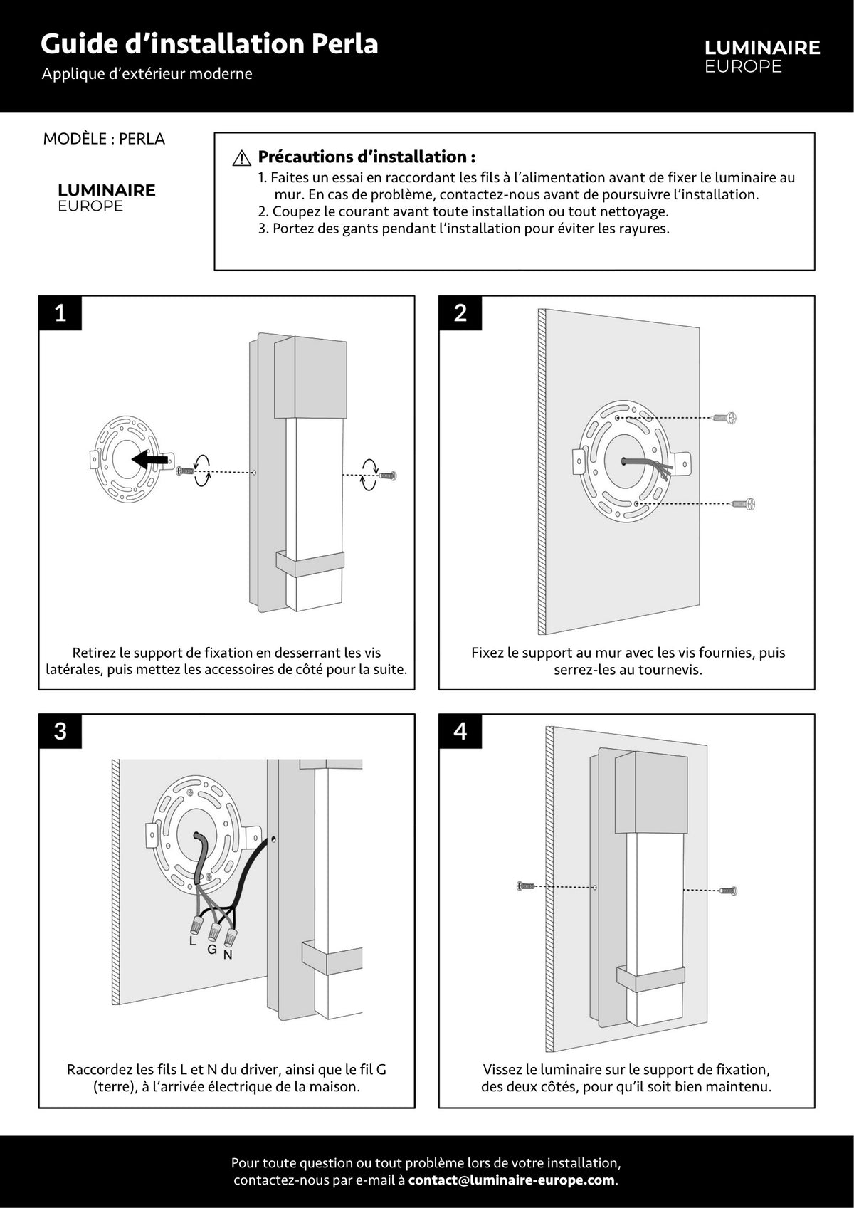 Page 1 du guide d’installation