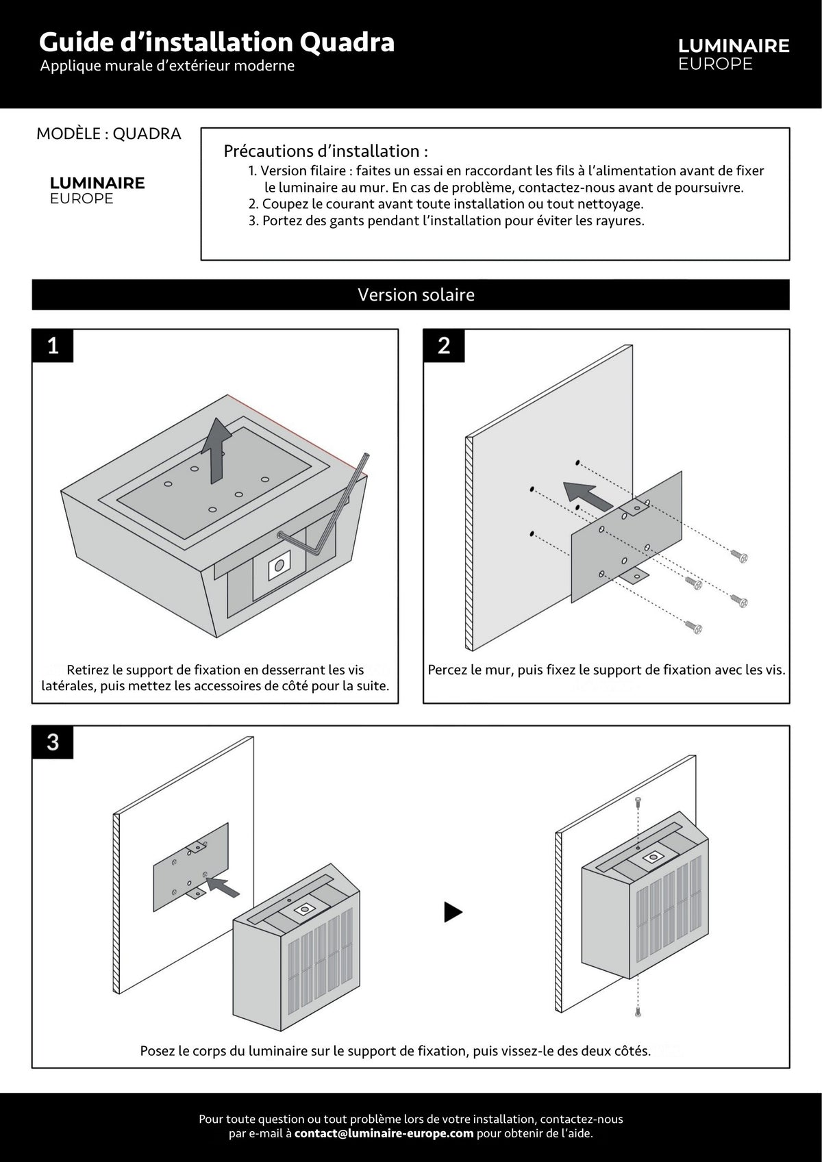 Page 1 du guide d’installation