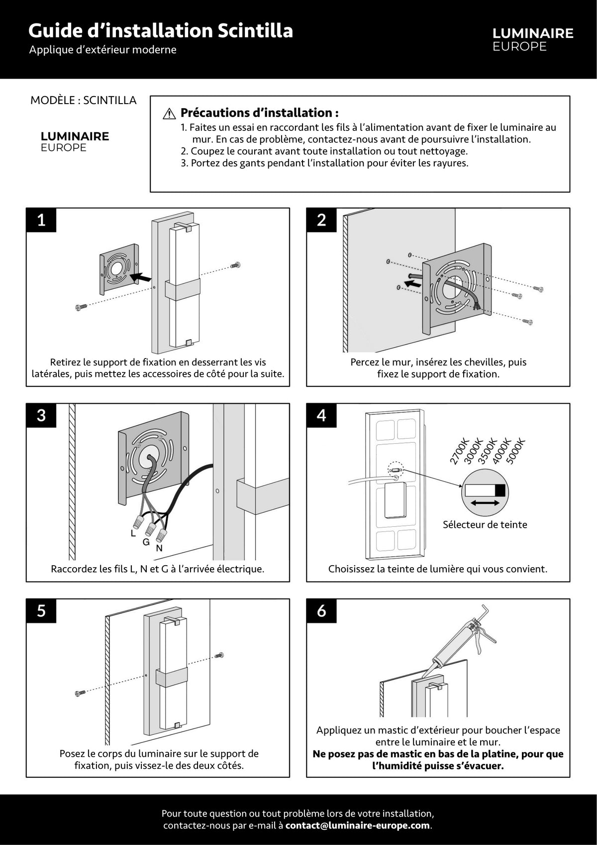 Page 1 du guide d’installation
