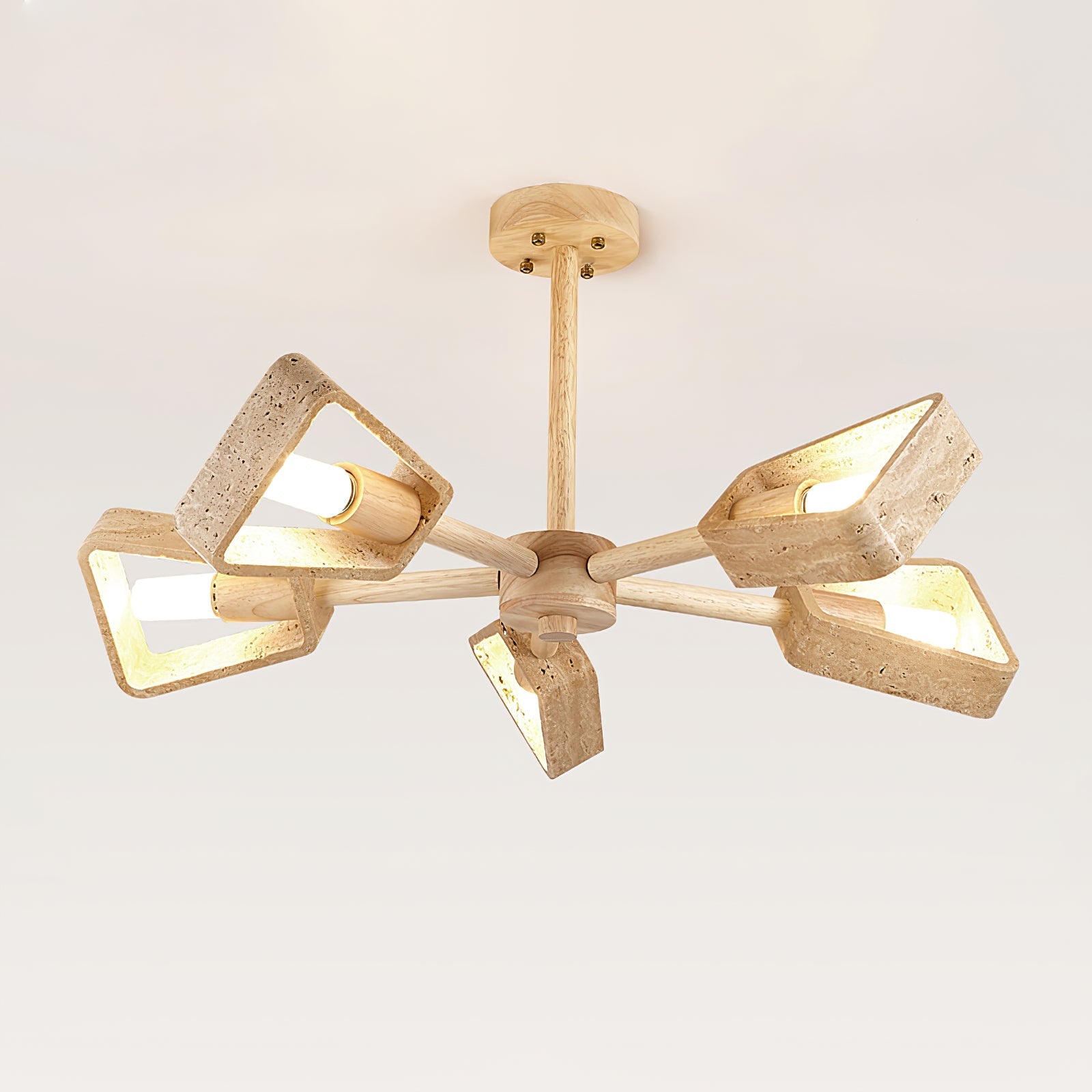 Lustre moderne Jyri en Noyer et travertin jaune