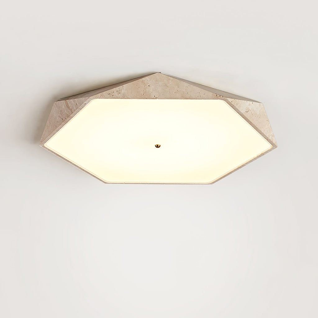 Plafonnier moderne Leith en pierre Travertin jaune et blanc