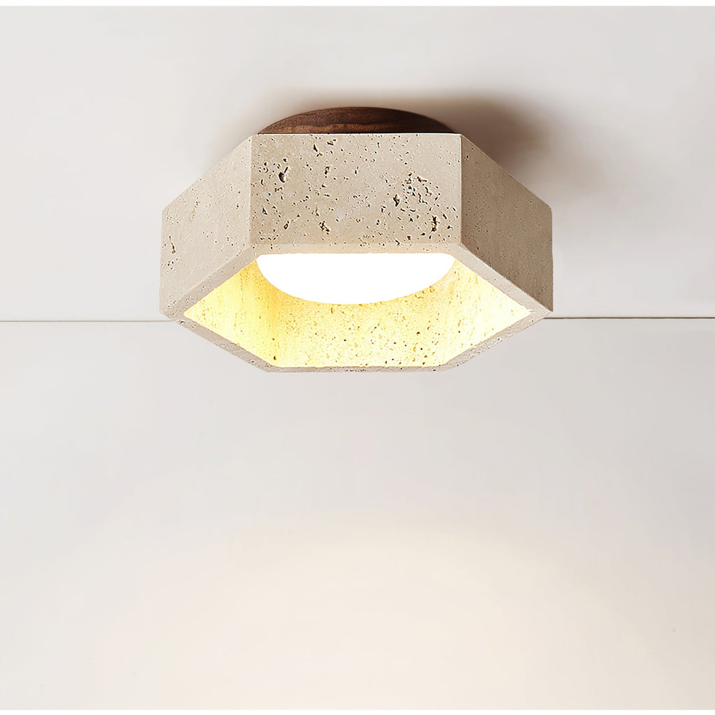 Plafonnier moderne Haldan en Travertin jaune